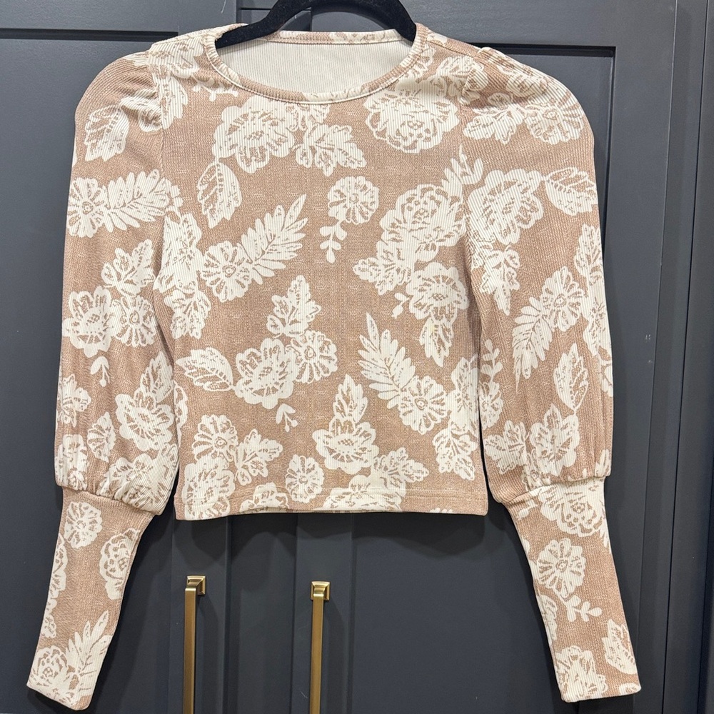 Joyfolie Beige and White Floral Kids Blouse
